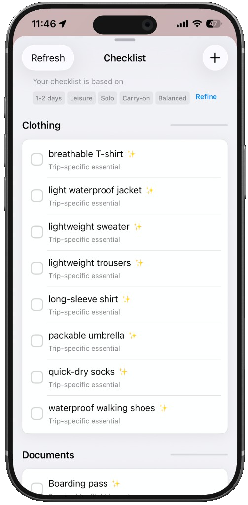 Travelpin checklist preview