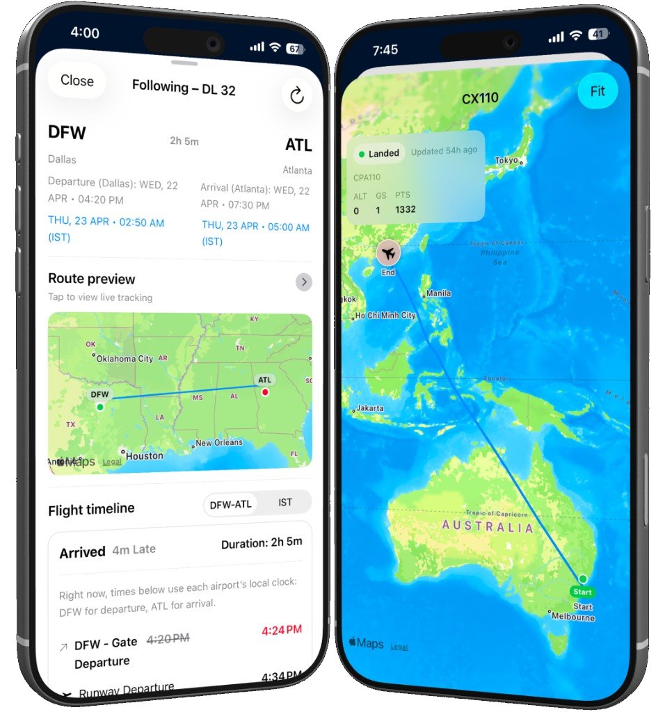 Travelpin live flight tracking preview